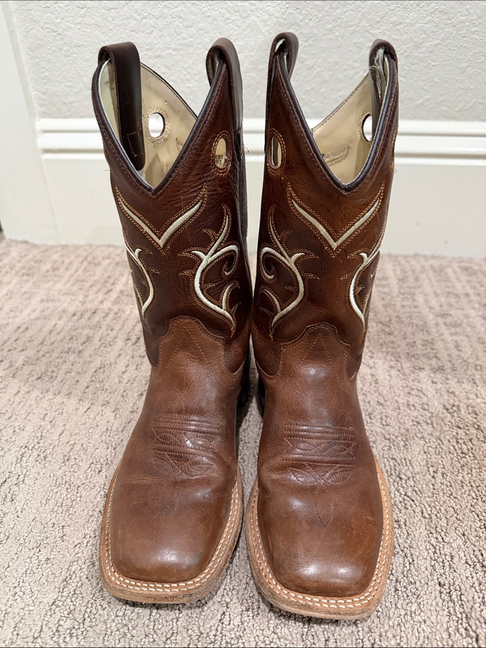 Old West Cowboy Boots - Youth Boys Brown Leather